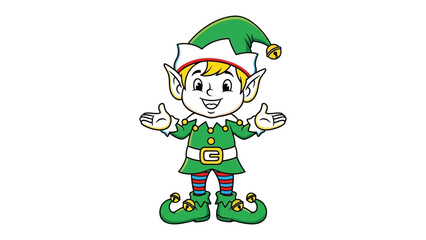 Merry Elf in Festive Outfit: A charming cartoon elf, ready for holiday cheer, radiating joy in its iconic green outfit and pointy ears. 