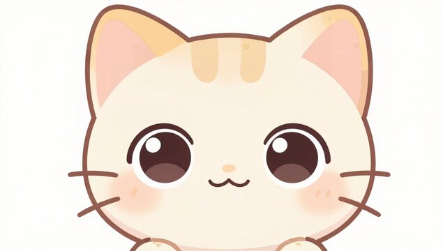 Mascota de gato chibi s&uacute;per linda, ojos grandes y brillantes, formas redondas