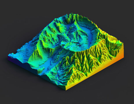 3D-H&ouml;henmodell einer Landschaft in Falschfarben