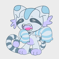 Screaming anime animal. Funny chibi character for Halloween. Cartoon character design.