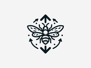 Obraz premium Bee Arrow Minimalist black vector logo illustration