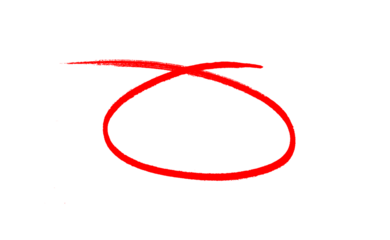 Hand-drawn Red marker circle isolated on a transparent background, brushstroke oval shape for design elements