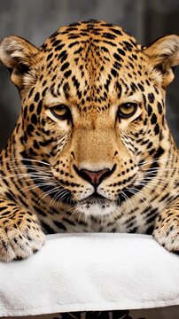 Leopard With Cucumber Slice Falling Off Eye Comically