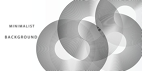 Circular abstract pattern with minimalist black lines on white background middle on a white background  Vector platform design.
