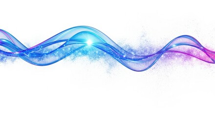 Abstract blue and purple wavy lines with sparkles for technology and science backgrounds