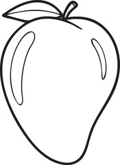 Silhouette of a Mango in Natural Pose on White Background