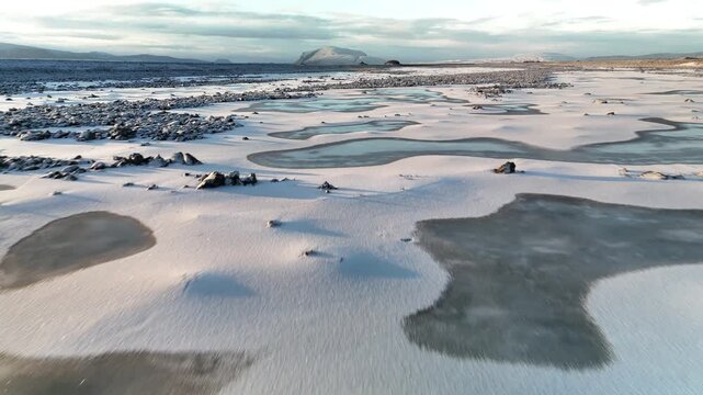 Frozen river Iceland mountain highlands