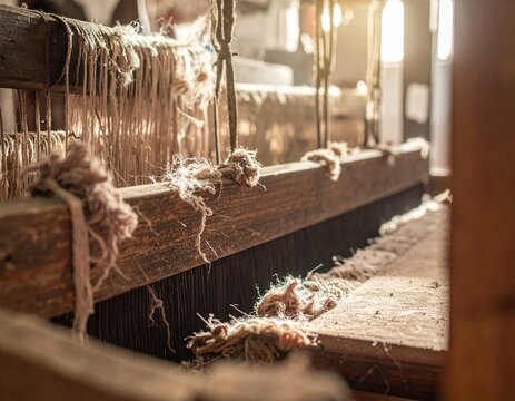 Weaving Wonders: An artisan's loom, bathed in natural light, reveals the intricate craft of textile creation, showcasing the artistry and tradition of hand weaving.