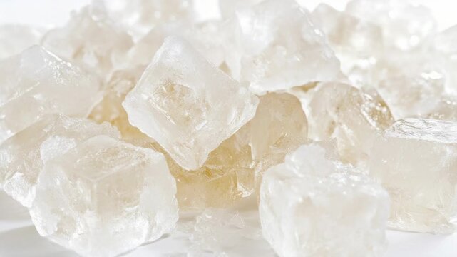 Video A pile of ice cubes sitting on a table, suitable for use in s about cooling, temperature, or winter