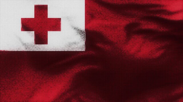 Tonga flag with LED screen display. These videos are retro-style, realistic and 4K, and are perfect for creative projects.