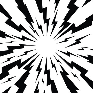 Explosive radial lightning bolt burst pattern