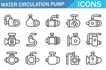 Water Flow and Circulation Pump Outline Symbols Collection