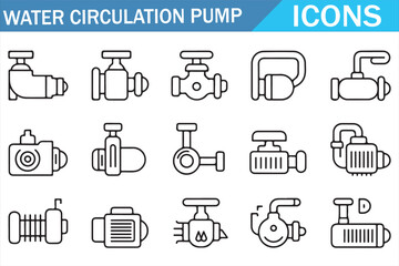 Modern Industrial Pump Editable Stroke Vector Icons Pack