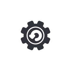 Gear and settings icon showing backup automation system, technical optimization, and digital configuration process.