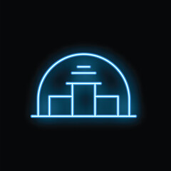 Glowing neon icon of a podium, symbolizing victory and achievement © ylivdesign