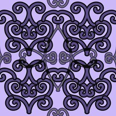 Vintage Wreath & Scroll  seamless Pattern