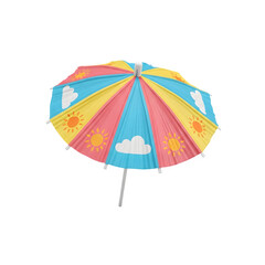 Obraz premium Colorful cocktail umbrella with clouds and sun on a black background