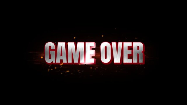 Game over text with screen effects of action gaming, Game Over Title  Dynamic Shatter and  Fire Animation