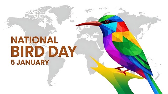 Colorful bird on branch celebrating national bird day january 5 - Powered by Adobe