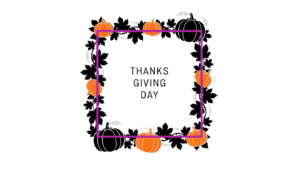 Halloween frame with pumpkins and purple border isolated on transparent background