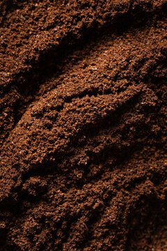 Close-up of freshly ground aromatic coffee beans