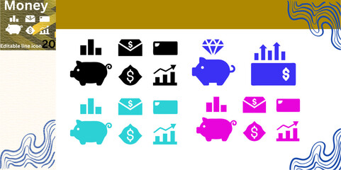 Obraz premium Hand drawn business vector set collection of flat web icons and signs symbol elements