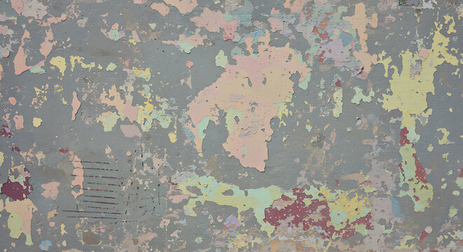 Abstract background of peeling paint on an old wall texture