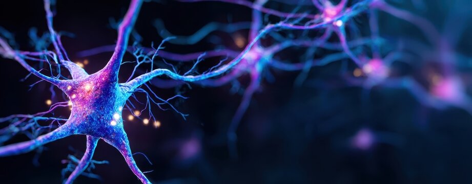 The Neuron Network in Vivid Colors Connecting Synapses in Abstract Scientific Concept Art - Powered by Adobe