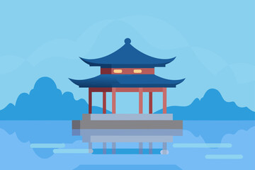 Fototapeta premium Pagoda on the water art
