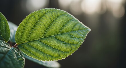 Vibrant Green Leaf Backlit by Sunlight