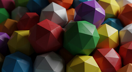 Obraz premium Abstract polygonal shapes colorful background with faceted geometric designs and shadows