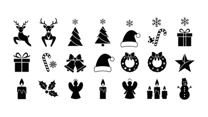 Christmas Festive Symbols: A collection of various Christmas festive symbols, presenting a variety of festive icons perfect for holiday designs and cheerful illustrations.