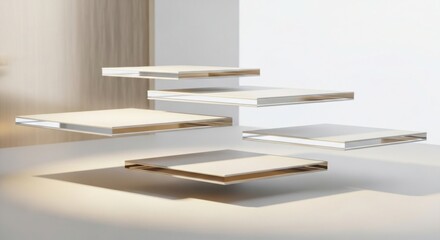 Floating display shelves for product showcasing and retail presentation