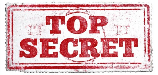 The Top Secret Rubber Stamp Impression on Distressed Paper Background for Confidential Documents