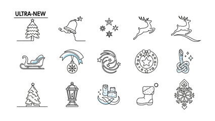 Holiday Icon Set: A captivating array of line art icons depicting symbols associated with the holiday, each a minimalist masterpiece that evokes the season's magic. 