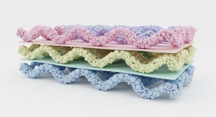 Layered molecular structure with wavy chains for scientific visualization and material design