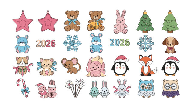 Festive winter collection: Captivating hand-drawn illustrations and ornaments that embody the enchantment of the season, creating a joyful atmosphere for your designs.