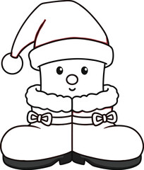 Cartoon santa character with red hat and boots on a white background image