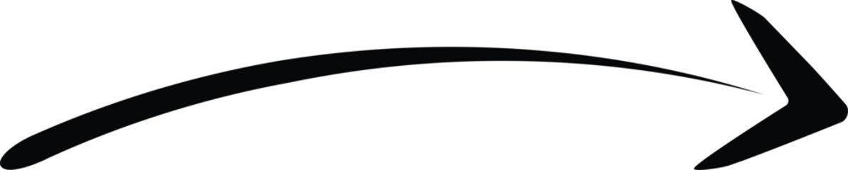 Black hand drawn arrow sign, Black silhouette arrow vector.