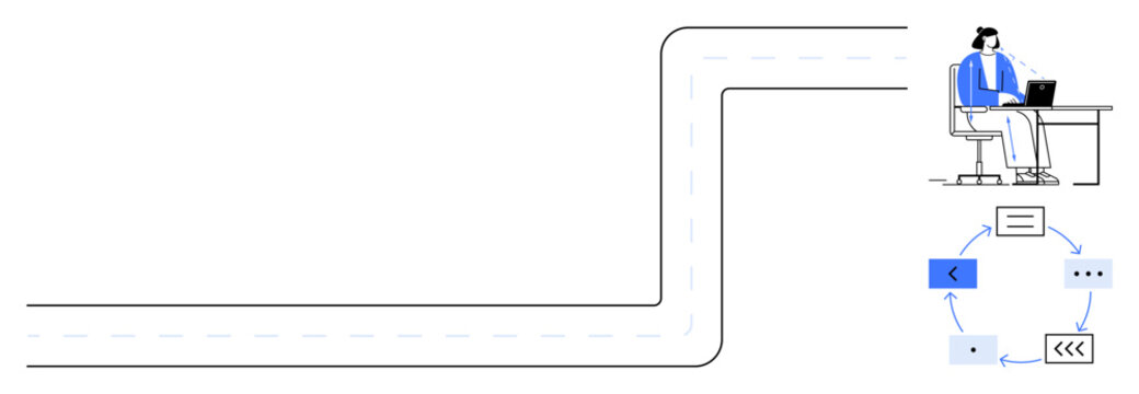 Customer support visual. Call center agent assisting through workflow diagrams for efficient communication. Customer support key in tech troubleshooting, service, communication, and training