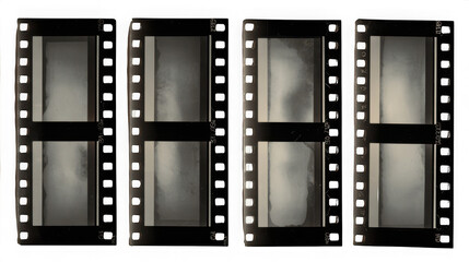 Four identical server rack units with metallic gray panels and black frames isolated on transparent background