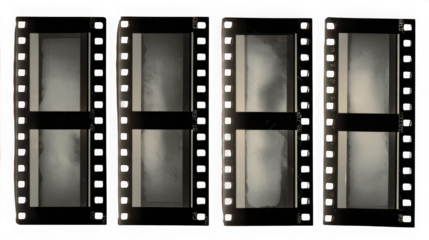 Four identical server rack units with metallic gray panels and black frames isolated on transparent background