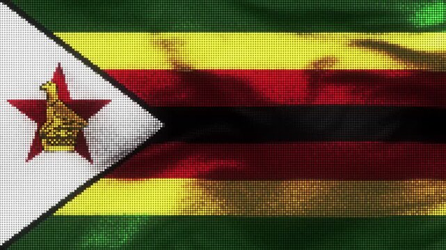 Zimbabwe flag with LED screen display. These videos are retro-style, realistic and 4K, and are perfect for creative projects.