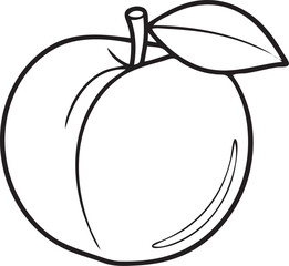 Silhouette of a Peach in Natural Pose on White Background