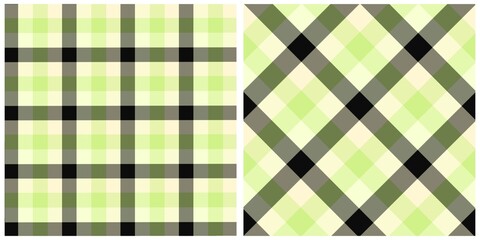 Green and Black Plaid Gingham Checkered Fabric Textures