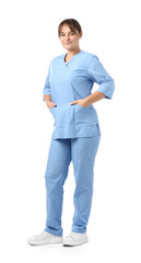 Doctor in medical uniform on white background