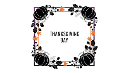 Halloween frame with pumpkins and bats isolated on transparent background