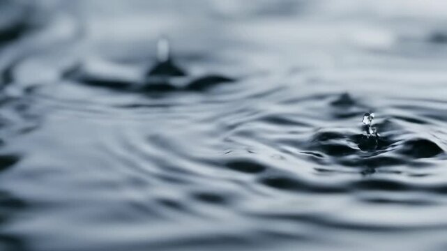 Water droplet creates stunning splash pattern in elegant slow motion video for calming visuals