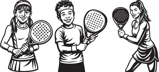 Monochrome illustrations of skateboarders in various poses, riding and resting.