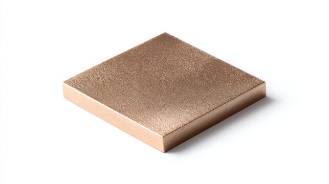 Metallic Square: An elegant, isolated square of warm-toned metallic material, a testament to form and texture, perfect for design and industrial applications.